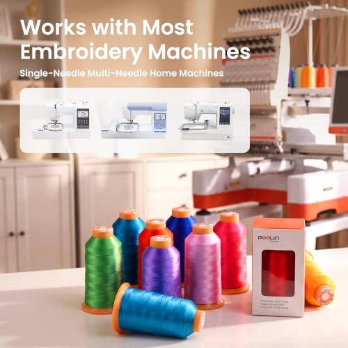 Image of Poolin Polyester Machine Embroidery Thread 4000M 40WT Burnt Orange 0095 | Smooth Feeding with Stable Tension for Clean, Consistent Stitching on Home and Commercial Embroidery Machines