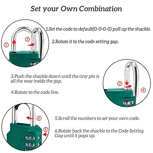 Image of Combination Lock 2.5 Inch Long Shackle 4 Digit Outdoor Combination Padlock for School Gym Locker,Sports Locker,Fence Gate,Gate,Hasps and Toolbox(Green,2 Pack)