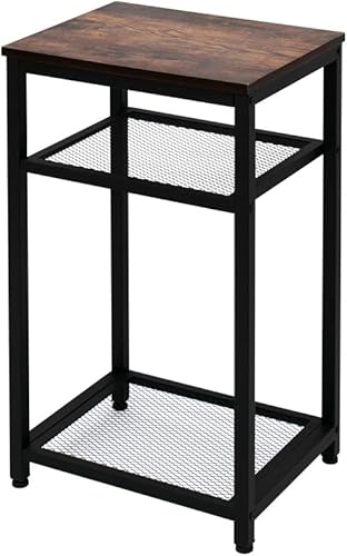 AZL1 Life Concept Mesa telefónica industrial con estantes de malla de 2 niveles para pasillo de oficina o sala de estar muebles decorativos de