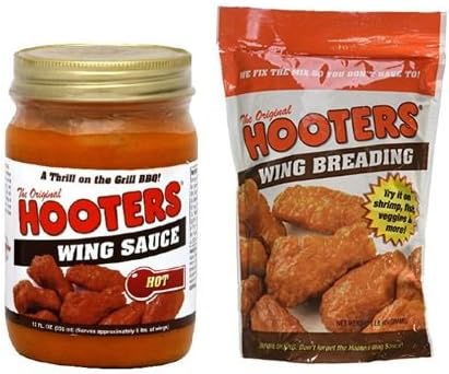 Hooters Sauce Wing Hot, 12 oz & Hooters Wing Breading, 16 oz (Combo Pack)