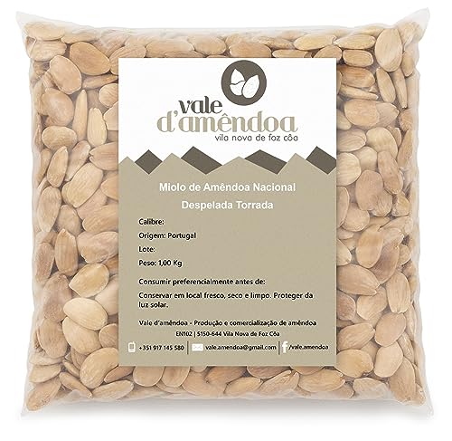 Almendra Sin Piel TOSTADA de Portugal 1kg | Ideal para Dieta Vegana, Vegetariana, Keto, Paleo y Macrobiotica | Perfecta para Transformar en Harina, Crema y Bebida de Almendras, de Vale D'Amendoa