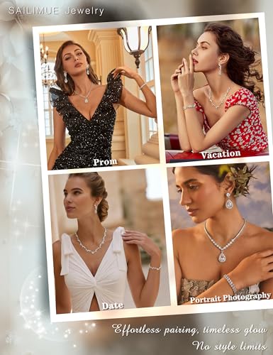 sailimue Wedding Jewelry Sets for Brides Bridesmaid Women Prom jewelry - image 4