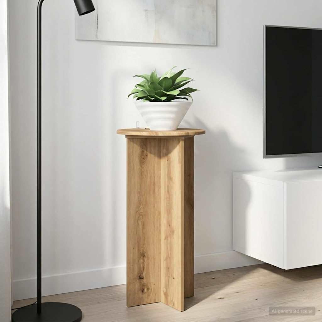 Supporto per piante, 2 pezzi, in legno di quercia artigianale, 40 x 40 x 80 cm, per soggiorno, interni, piante, fiori, scaffale decorativo, stabile scaffale a colonna