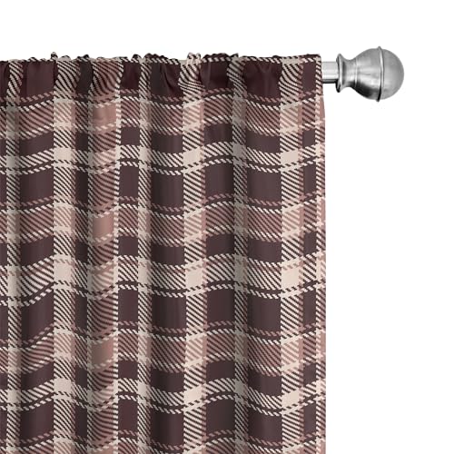 Lunarable Vintage Curtains, Gingham Style Checkered Lines Popular Culture Fashion Featured Pattern...