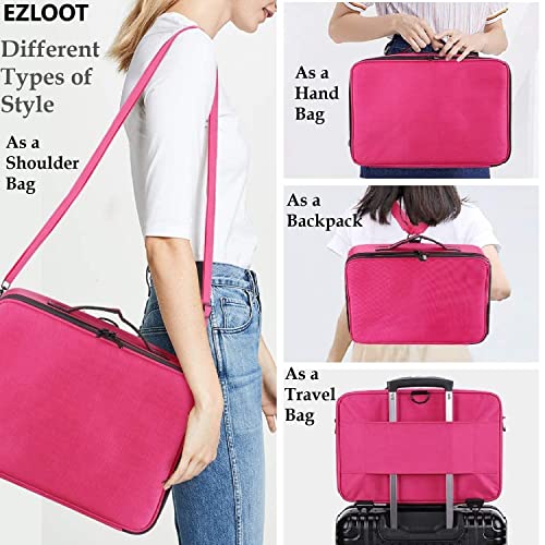 Image of Travel Makeup Case, Professional Cosmetic Train Cases Artist Storage Bag Make Up Tool Boxes Brushes Bags with Compartments Vanity Organizer (16 INCH(2 Layer), Pink)