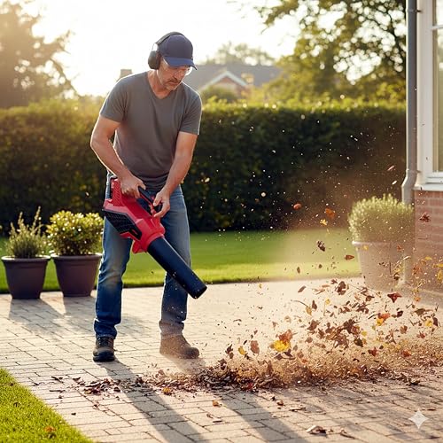 Image of Oxford OLB 85 20V Cordless Leaf Blower - Dual 3.0Ah Batteries, 6-Level Variable Speed with Digital Display, 150 MPH Air Speed, 450 CFM Air Volume | Lightweight Garden Blower | Home and DIY (Red)