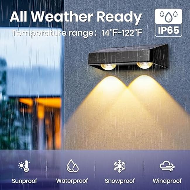 Solar Fence Lights Solar Wall Lights Deck Lights 9 Fixed Colors Color Changing Modern 6 Pack