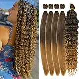 Brown to Honey Blonde Braiding Hair, Pre Stretched for Boho Braids - Synthetic, EZ Braiding Hair for Knotless & Box Braids (5 Packs)