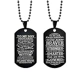 CaleesLLC To My Son I Want You To Believe Dog Tag for Men Black Military Necklace Gift You are Braver Stronger Courage Quotes,Set of 2