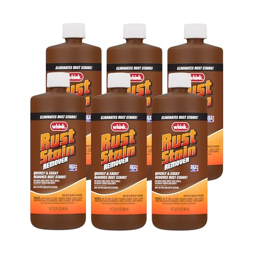 Rust-Oleum Whink Rust Stain Remover | Heavy-Duty Iron Stain Remover For White Toilets & Sinks Colorfast Fabric & Carpets | 32 oz | 6 Pack