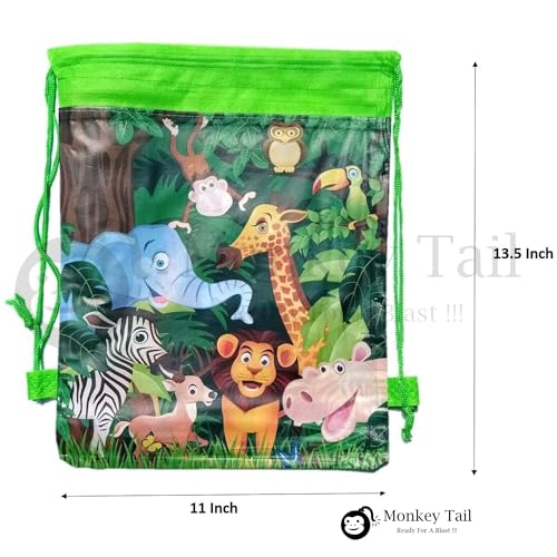 Image of MONKEYTAIL Animal Theme String Bags as Birthday Return Gifts - Pack of 15 for Kids of All Age Group