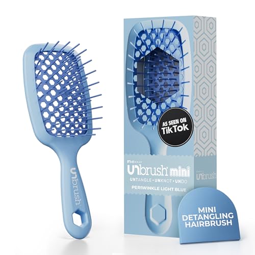 Image of FHI Heat UNbrush Mini Detangler Brush for Pain-Free Brushing on All Wet or Dry Hair Types - Durable Duoflex Anti-Static Bristles, Lightweight Handle, Vented Mini Hair Brush