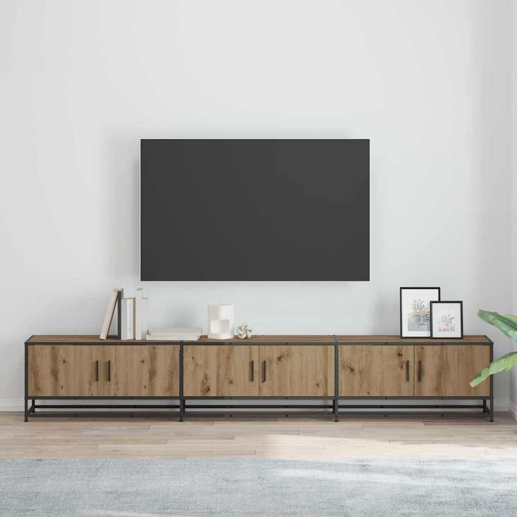 Set di 2 mobili bassi per TV in rovere Artisan, 240 x 35 x 41 cm
