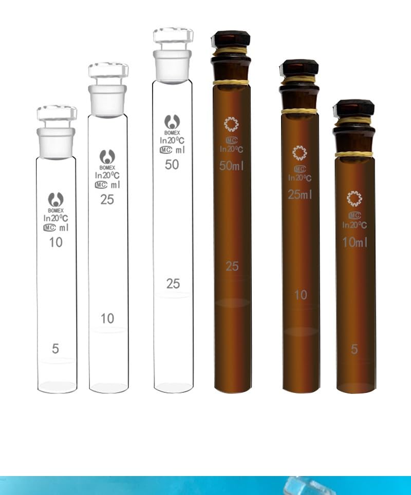 Probeta de Laboratorio para Ciencias, Tubos colorimétricos de Vidrio de 5 Piezas con Tapones Multicolor 10-100 ml(100ml Brown)