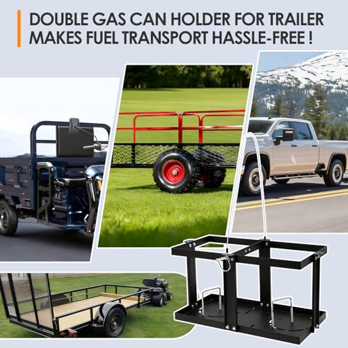 Image of Gas Can Holder for Trailer, Fuel Jug Holder 4 Fixed Columns & Locking Strap | Fit for Holding Two 5 to 5.5 Gallon Gas Cans（Compatible with VP Racing 5.5 Gallon Fuel Cans）