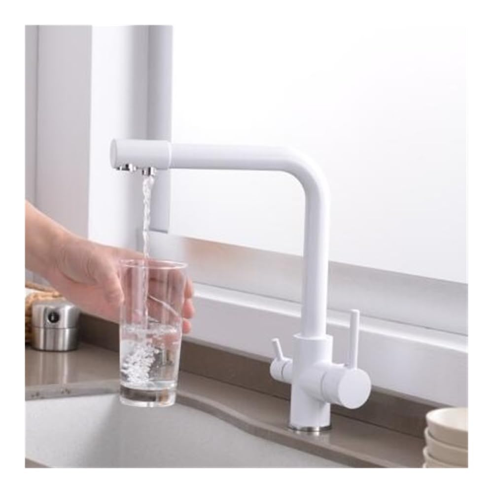 Blyqxs White 3 Way Tap 304 Stainless Steel Faucet Water Kitchen Faucets Taps Xt-86(White)