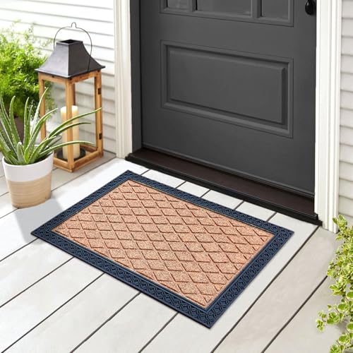 Image of Luxe Home Door Mats for Home Natural Coir Mat Anti-Slip Entrance Rug with Rubber Backing for Indoor and Outdoor Use (40x60 cm) Beige