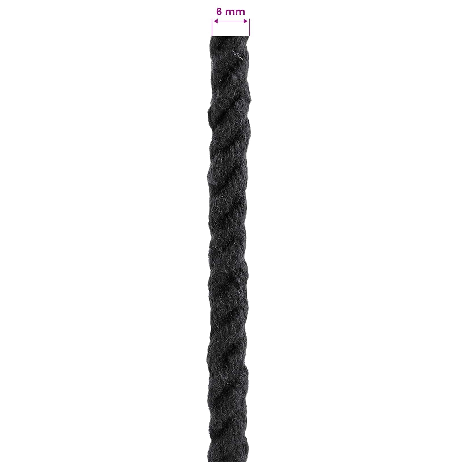 Cuerda de algodón negro 0,6 x 0,6 x 25000 cm, 3 capas para cuerda, cuerda de rocío, manualidades, fijación, jardín, bricolaje y proyectos de macramé