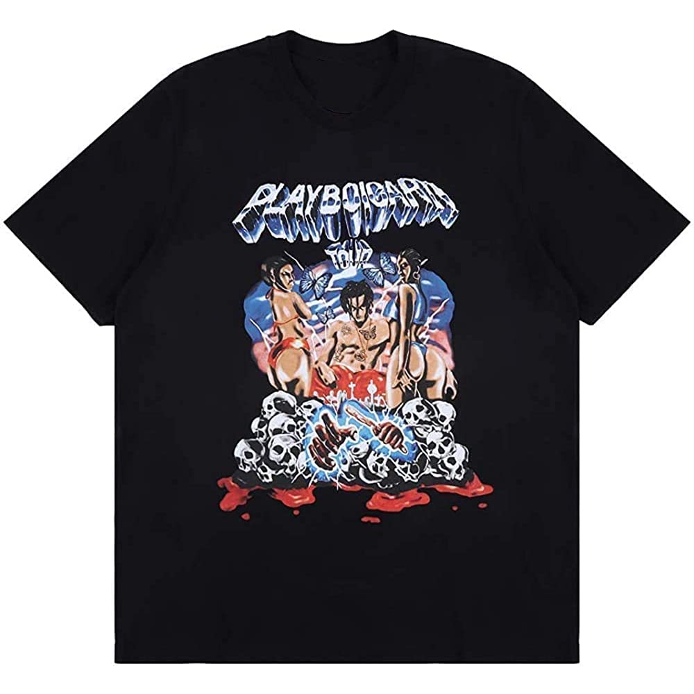 Playboi Carti T Shirt Graphic Tee for Men Black : Amazon.co.uk: Fashion