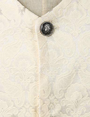 Zeroyaa Mens Single Breasted Vest Gothic Steampunk Victorian Brocade Waistcoat Zlsv10 Cream Xx Large #TOP2