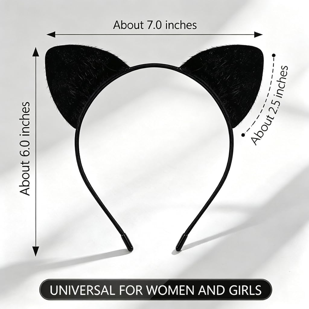 Cat Ears Furry, Cat Ears Headband Adult Adjustable, Cute Realistic Cat Woman Ears Furry Halloween Costume Accessories