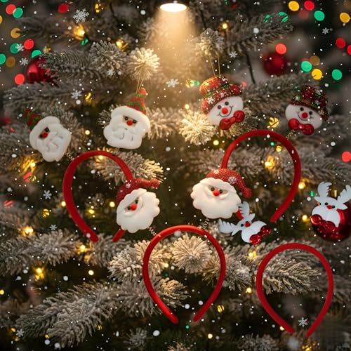 Image of Crackles Christmas Hairband Set (Pack of 3) | Santa & Snowman Headbands for Kids & Adults | Xmas decor, Decorations & Costumes | Cute Holiday Accessory for School, Home & Celebrations