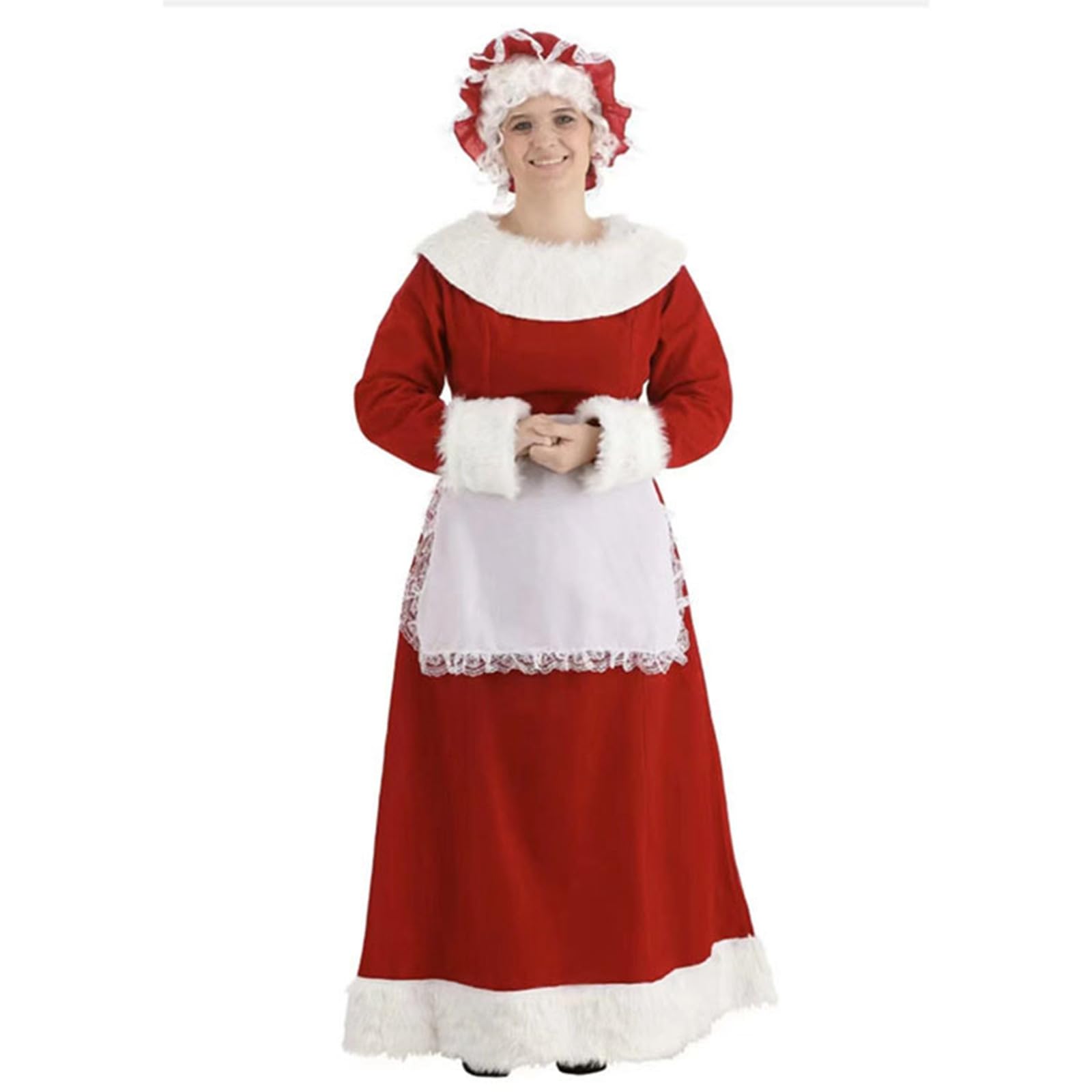HHRLCH Kostium na Boże Narodzenie Cosplay Damski fartuch z długimi rękawami Zestaw sukienek Zabawny strój pokojówki z motywem świątecznym na przyjęcia świąteczne Wydarzenia tematyczne lub zabawne