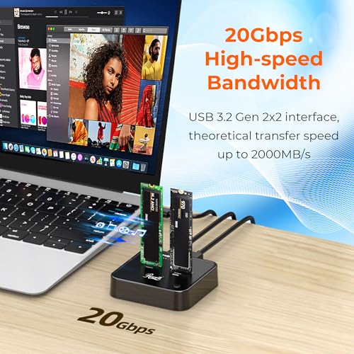 Image of Rosewill Cloner, M.2 Duplicator Dual Bay Enclosure, Tool-Free 20Gbps USB3.2 Gen 2X2 to USB Adapter M.2 Docking Station for M Key PCIE Reader Supports Offline Clone-RS-N2-CL