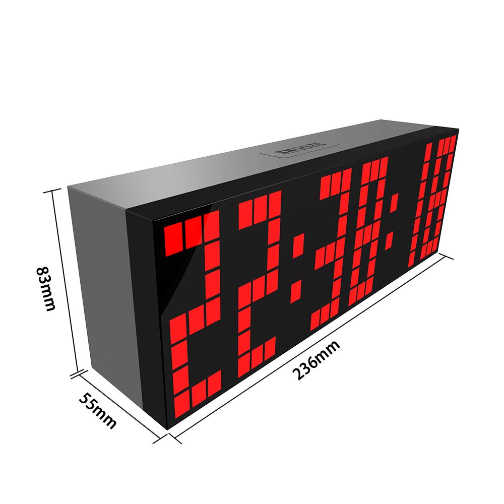 Horloge Murale LED Horloge numérique 3D avec Compte à rebours réveil thermomètre luminosité réglable pour Bureau à Domicile gymnases hôpital métro, Rouge