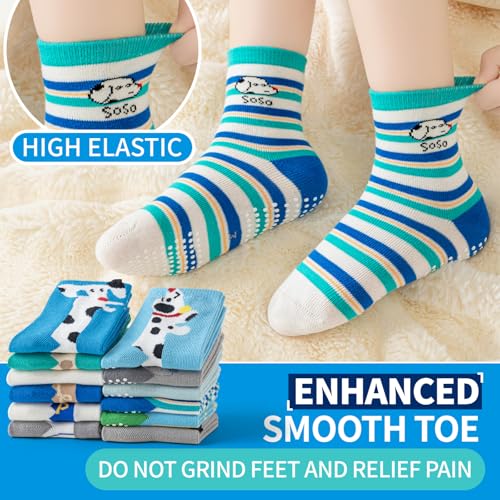 12 Pairs Baby Girls Boys Toddlers Kids Grips Socks Non-Slip/Anti-Skid Funny Cartoon Breathable Cotton Crew Socks4