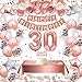 Decorazioni 30 anni Compleanno Donna,Palloncini 30 Anni Oro Rosa, Compleanno Striscione Banner Palloncini Di Coriandoli 30 Topper per Torta Tovaglia per Idee Regalo Donna 30 Anni Compleanno