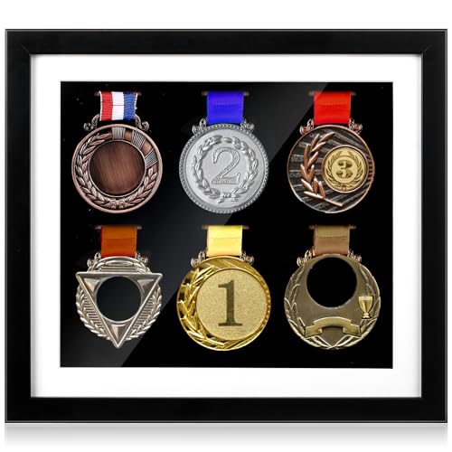 Image of Silipull 6 Medals Display Case 13 x 11.81 Inch Medal Shadow Box Frame Large 3D Wall Mounted Acrylic Display Case with 98% UV Protection for War Military Marathon Triathlon Runners All Sports Medals