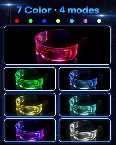 Cyberpunk LED Brille - Party Leuchtbrille Leuchtende Visor Glasses Neon Rave Brille LED Leuchtbrille LED Sonnenbrille Kostüme für Karneval… – Ansicht 4