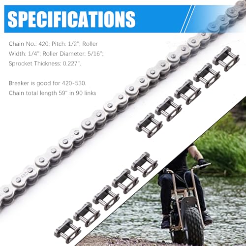 Cadena 420 de 90 eslabones con rompecadenas para mini moto Coleman y Baja Warrior 5