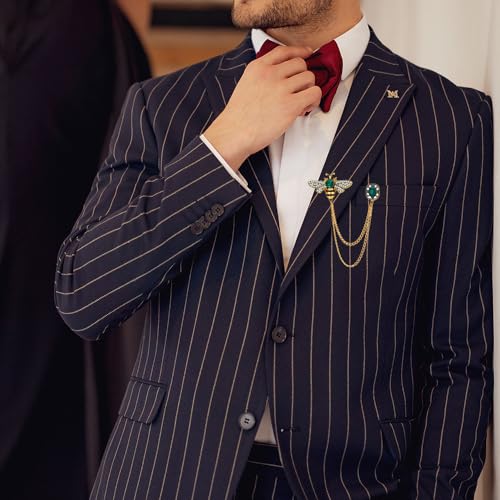 Crystal Insect Bee Brooch Pin Vintage Long Tassel Bee Chain Lapel Pin Rhinestone Bee Corsage Suit Jacket Brooch Pin Jewelry for Women Men Gifts3