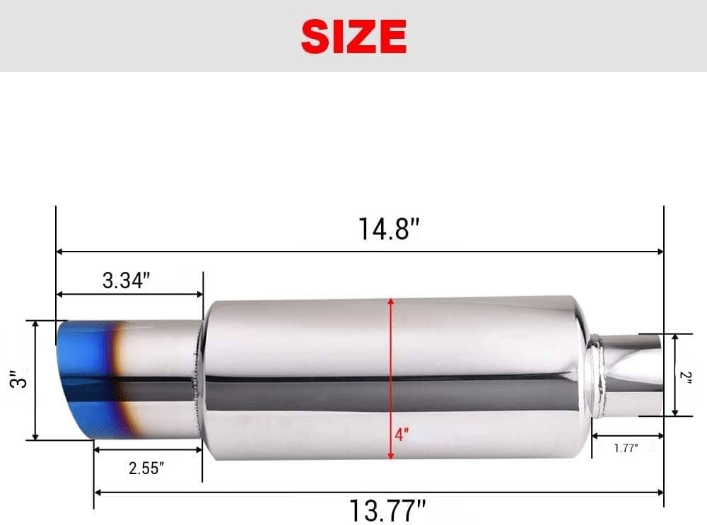 SPELAB Exhaust Muffler 2.0 Inch Inlet 3.0 Inch Outlet - Stainless