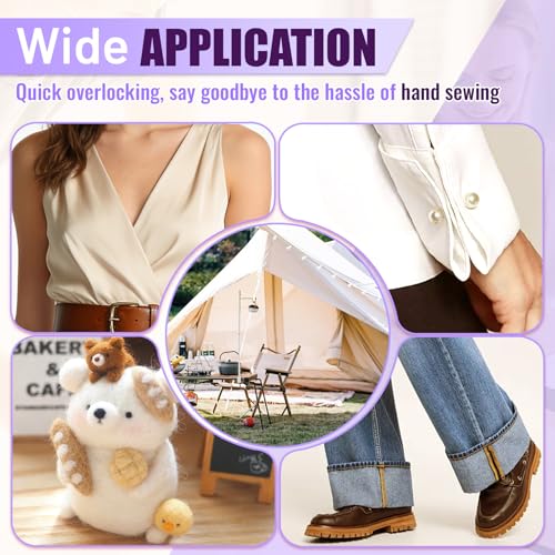 Image of Stitch Gun for Clothes - Handheld Stitch Gun Quick Clothing Fixer - Tagging Gun for Clothing, Sewing Kit-Includes 6 Needle, 1000 Black Fasteners & 1000 White Fasteners (Purple Pink)