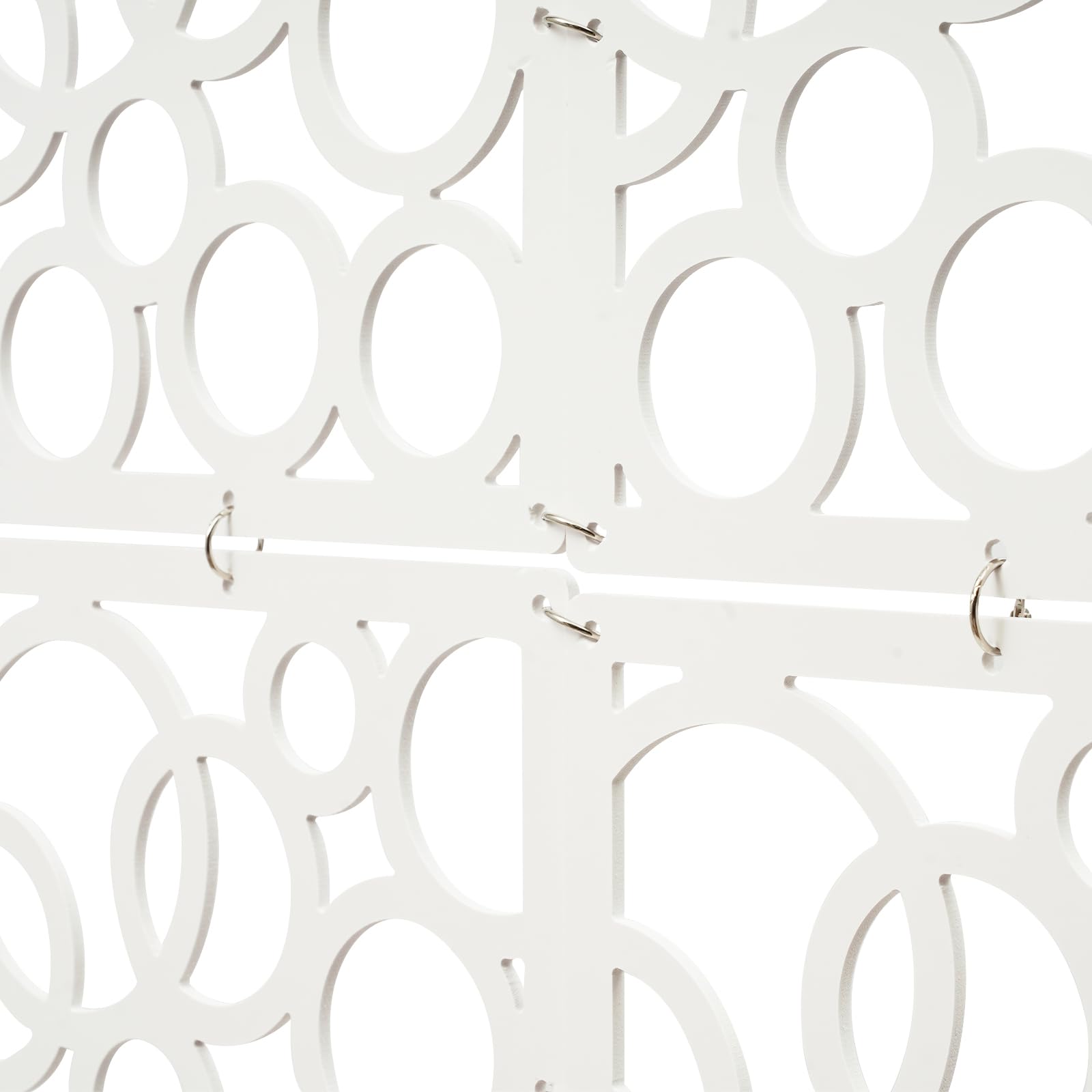24PCS DIY Hängender Raumteiler Weiß, 29x29 cm (Modell C-Kreise) | PVC Hängesieb Raumteiler Paneele, Privatsphäre Raumteilerbildschirm für Zuhause, Hotel Dekoration