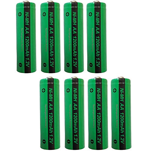 Pkcell Lot de 8 piles AA NiMH rechargeables pour lampe solaire 1,2 V 1 200 mAh