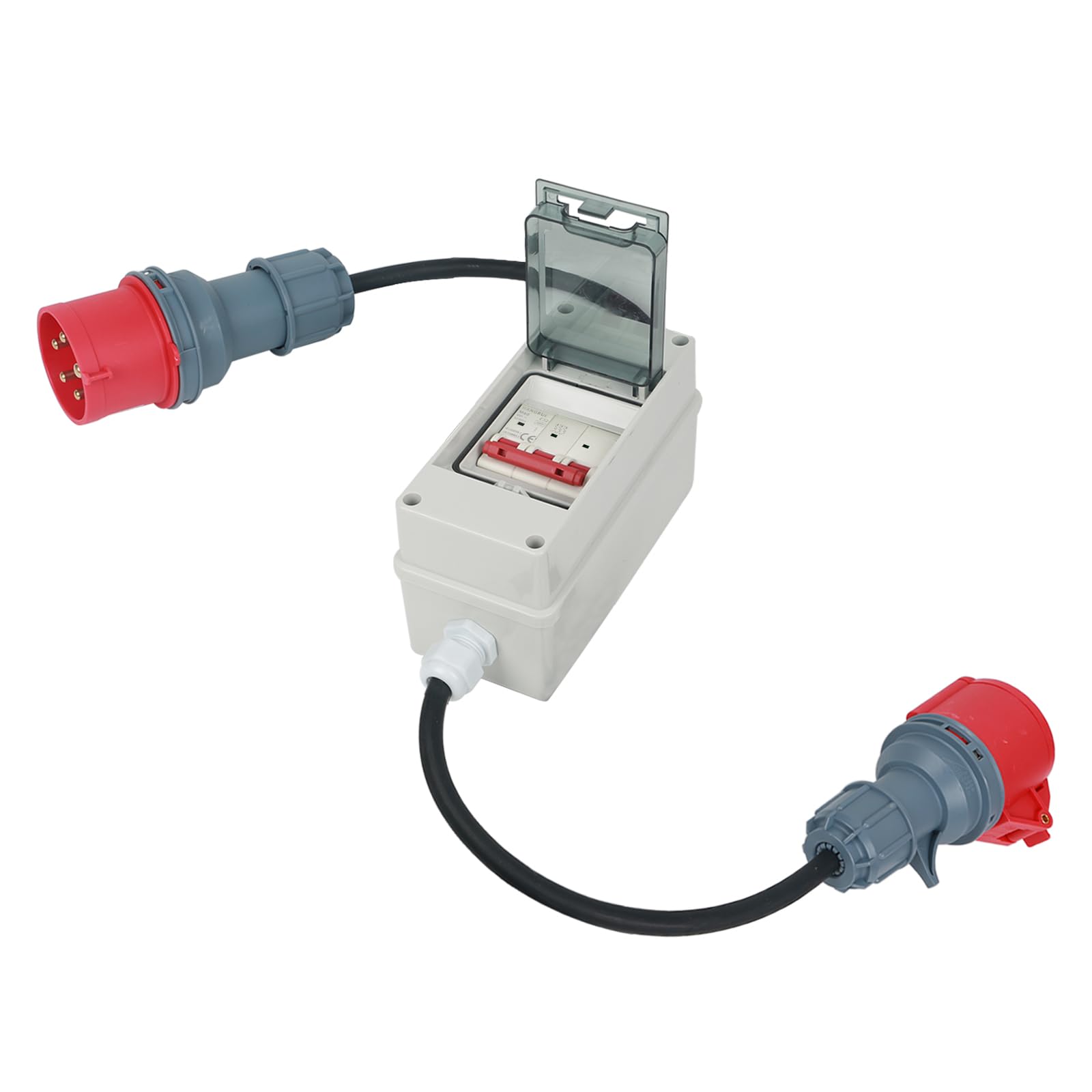 Adattatore CEE da 63 A a 32 A, 400 V, 63 A a 32 A, con fusibile da 32 A, accoppiamento ad alta corrente, 5 G4/5 G6 5 P, spina e presa con interruttore di protezione della linea