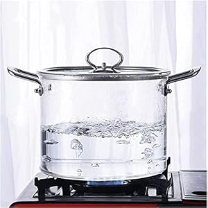 LJYT Glass Saucepan, Transparent Borosilicate Stovetop Cooking Pot with Lid and Handle Nonstick Sauce Pot for Noodles Chocolate (Color : Clear, Size : 5L)
