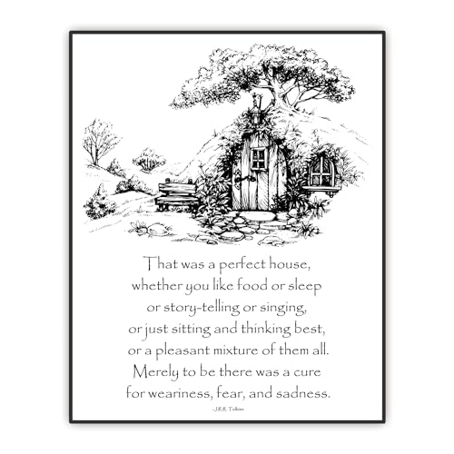 Hobbit Hole House Artwork - J.R.R. Tolkien Quote - Lord Rings Wall Art - That House Was a Perfect...