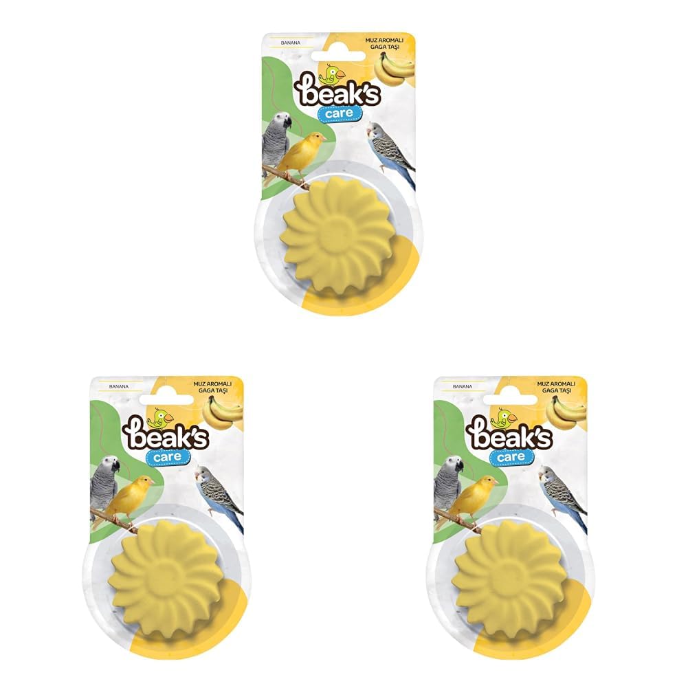 Beak's Kuşlar için Ek Besinler, Tekli, Muz Aromalı Gaga Taşı x 8 adet (3 paketi)