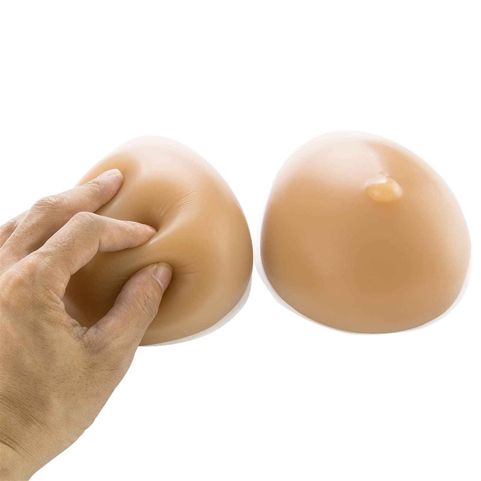 Silikonowe formy piersi do mastektomii proteza biustonosza wkładki do biustonosza w kształcie kropli wody 1 para, lepki wzmacniacz piersi do biustonosza sportowego, strojów kąpielowych i bikini (kolor: brązowy, rozmiar: EE)