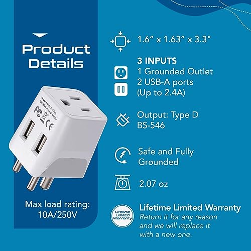 Ceptics-India-Nepal-Bangladesh-Travel-Adapter-Plug-with-Dual-USB-Type-D-Usa-Input-Ultra-Compact-Safe-Grounded-Perfect-for-Cell-Phones-Laptops-Camera-CTU-10