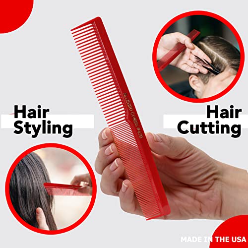 Allegro Combs 420 Hair Stylist Barbers Cutting Combs Beard Comb Mustache Mens Women Toddler Boys Braiding Hair Parting Usa 3 Pc. (Red) #TOP3