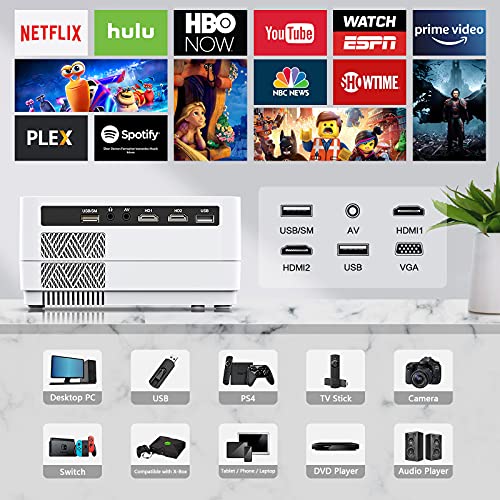 Dxyiitoo Beamer met Airplay, schermspiegeling en wifi-verbinding, Native 1080P Mini Beamer 4K ondersteund, thuisbioscoop led-projector met 300 inch weergave, films buiten voor iOS/Android/PC/XBox/PS4/tv-stick - Image 8