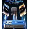 3 in 1 Retractable Wall Charger with Cable, 40W Fast Retractable Phone Charger Wall Plug with Dual USB Port,Portable USB Chargers Block for iPhone 14/13/12/11, iPad
