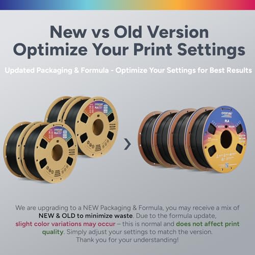 Image of OVERTURE 4KG Bundle High Speed PLA Filament 1.75mm, Neatly Wound 3D Printer Filament 4 Pack 1kg Spool (2.2lbs) Rapid PLA, Fit Most FDM 3D Printers (Black 4-Pack)