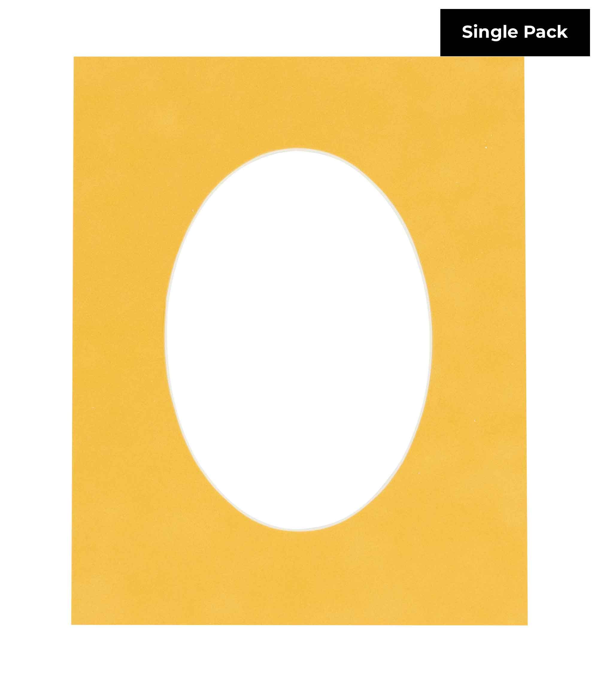 CountryArtHouse Bright Yellow Acid Free 5x7 Oval Picture Frame Mat with White Core Bevel Cut for 4x6 Pictures - Fits 5x7 Frame - Pack of 1 Matboard Show Kit with Acid Free Backing & Clear Bag